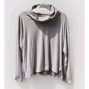 Lush Womens Medium M Cowl Neck Sweater Long Sleeve Oversized Comfy Cream Beige